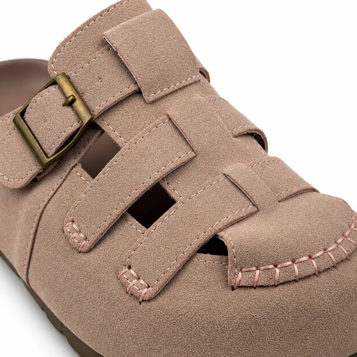 Suede Buckle Clog Sandal gz 527