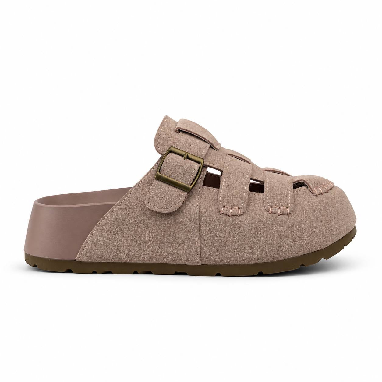 Suede Buckle Clog Sandal gz 527
