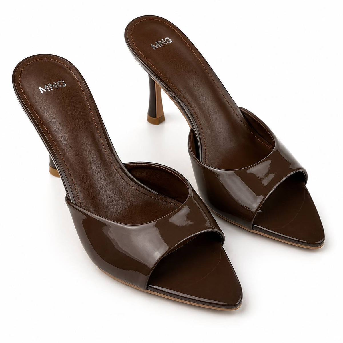 MNG Glossy Heeled Mules 1