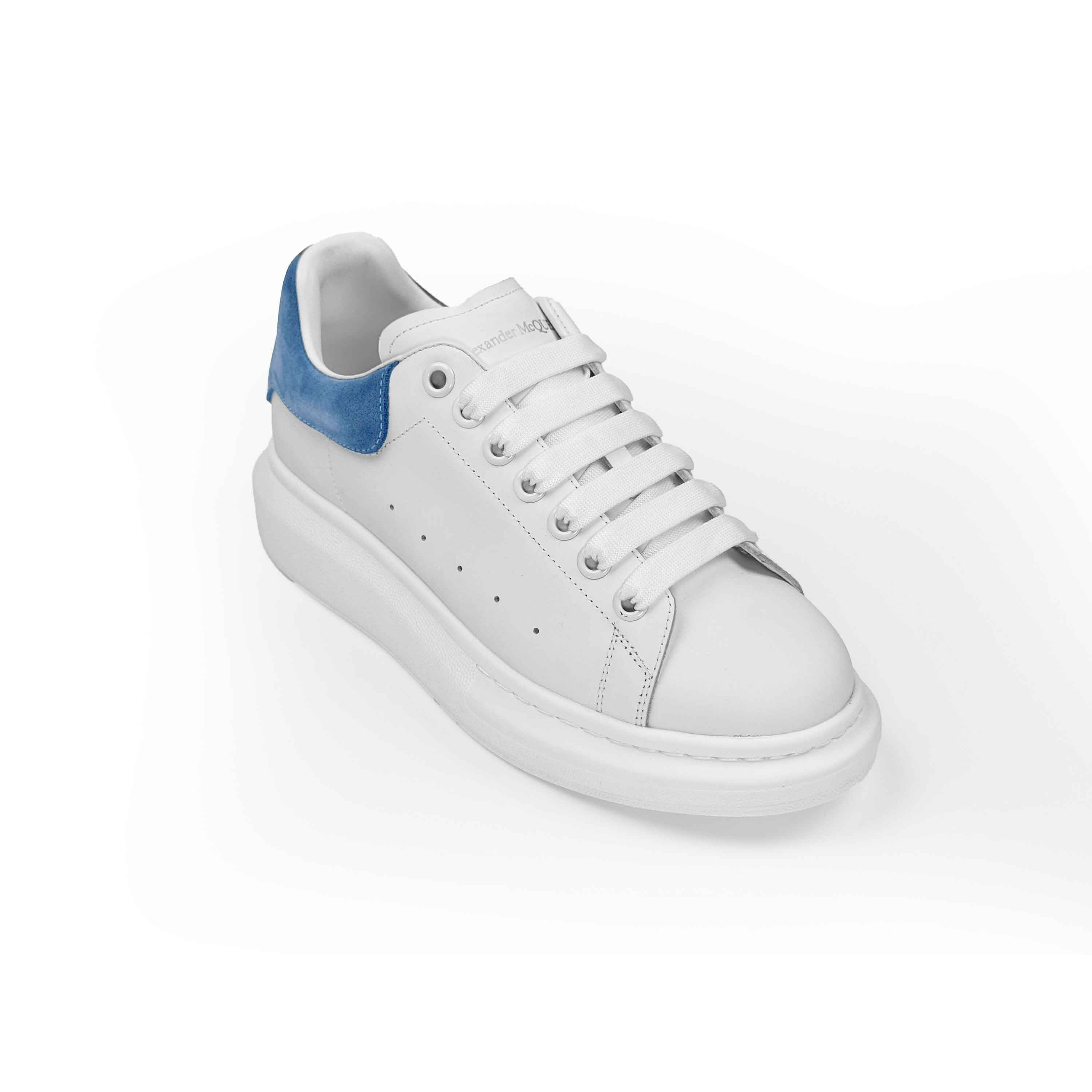 Alexander McQueen White Leather Blue Suede Oversized Sneakers