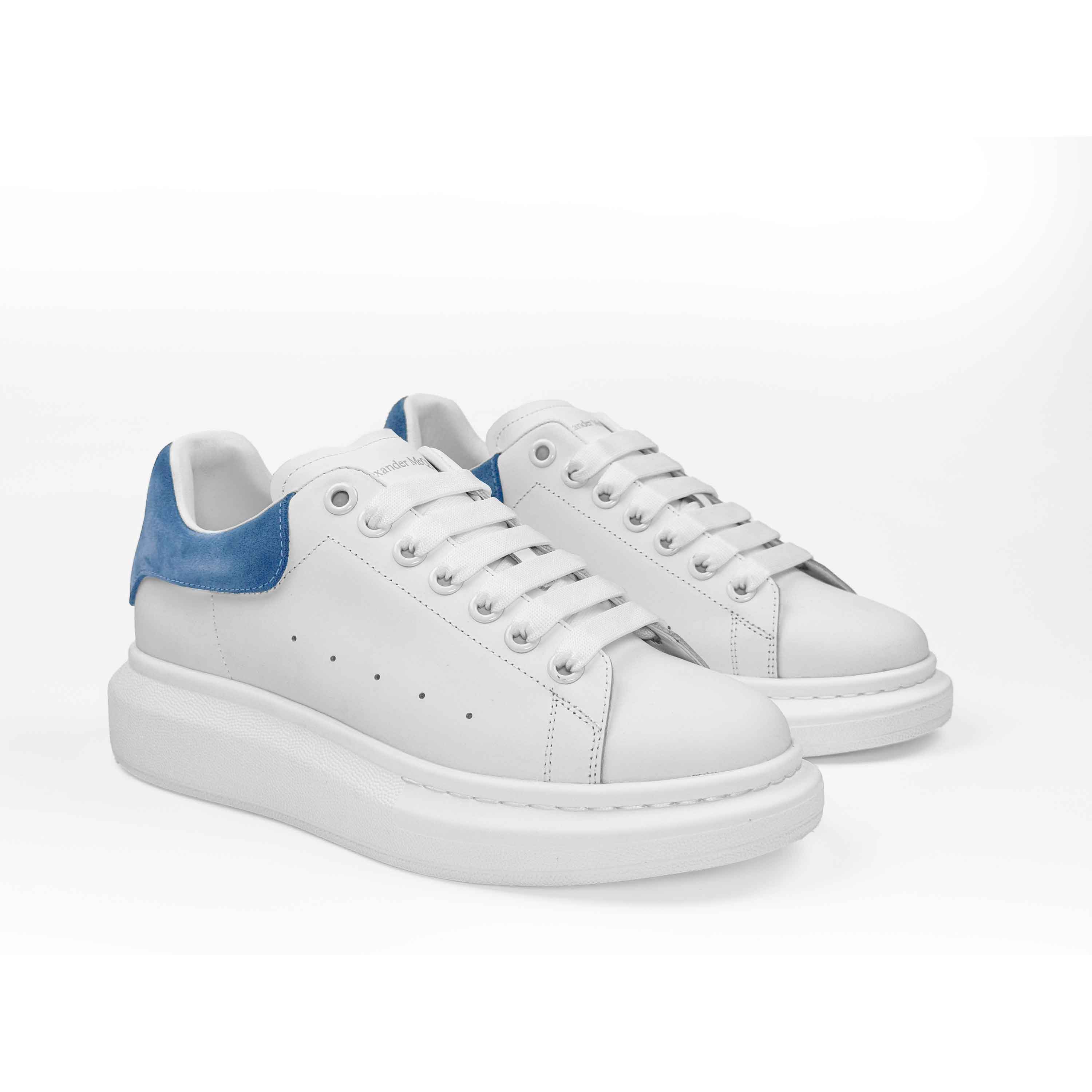 Alexander McQueen White Leather Blue Suede Oversized Sneakers