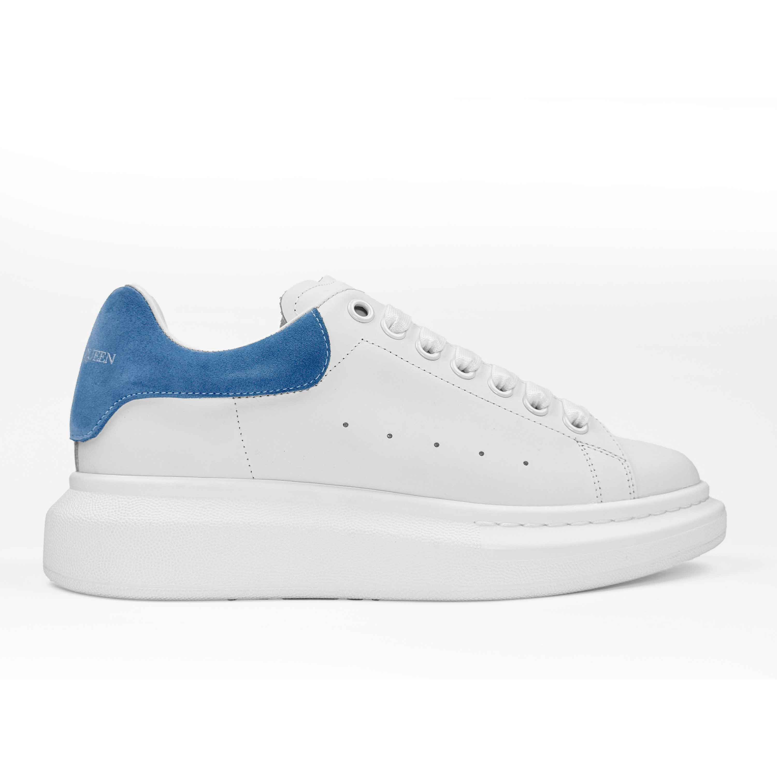 Alexander McQueen White Leather Blue Suede Oversized Sneakers