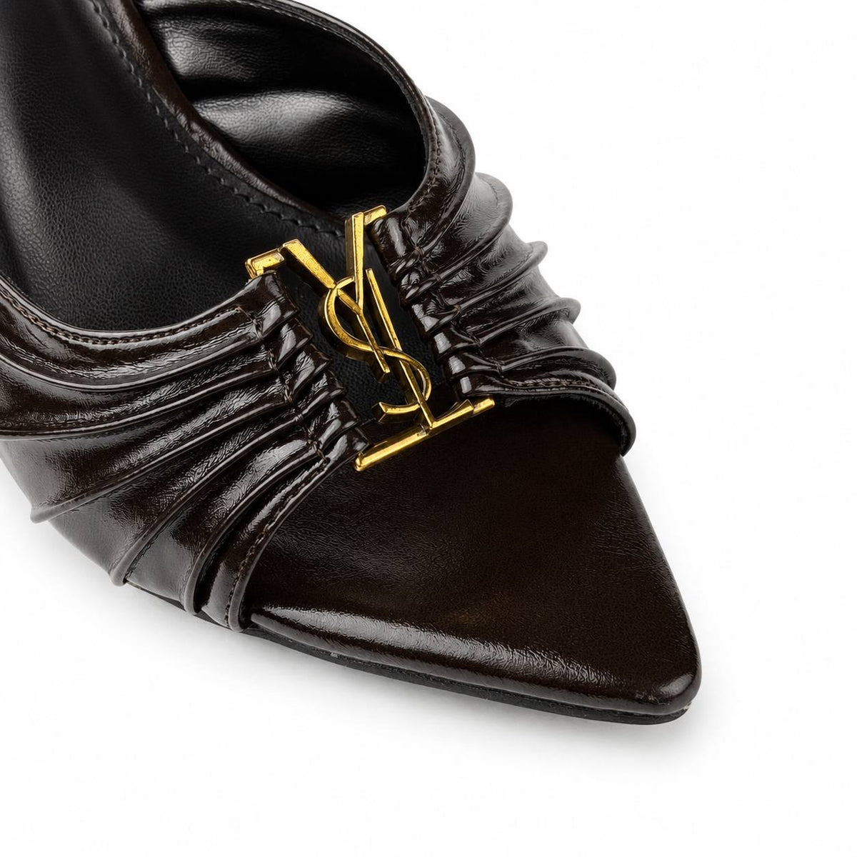 Saint Laurent YSL-Style Patent Mule Heels 4