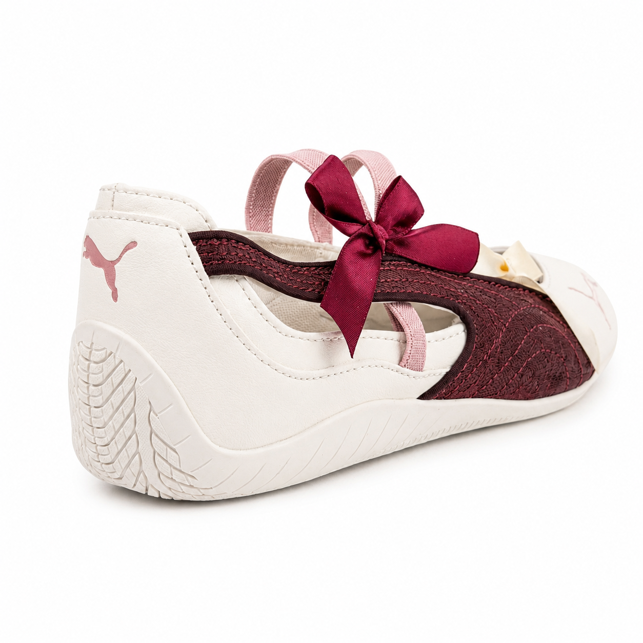 Puma Ballet Bow Flats - Burgundy & Cream