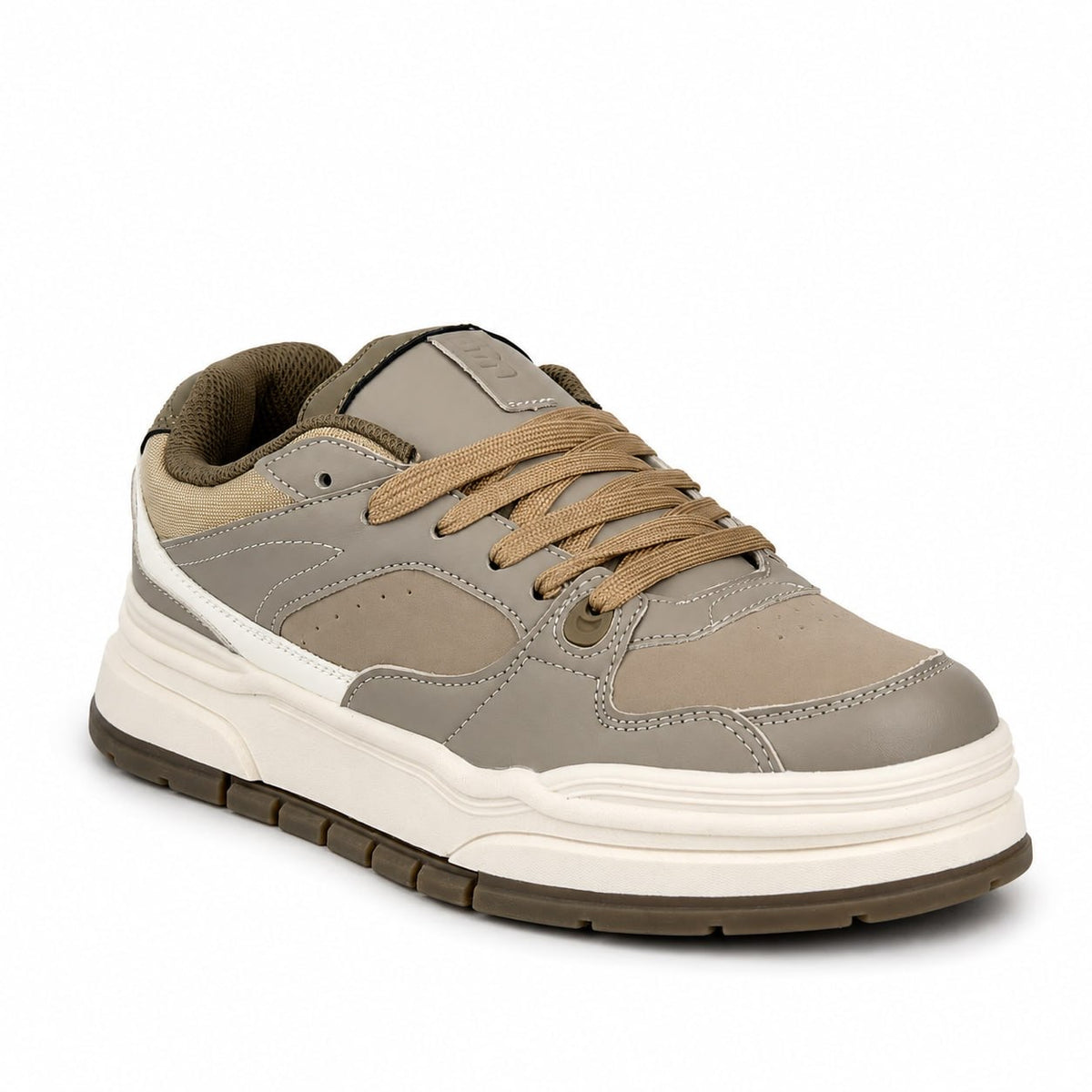Bershka Contrast Panel Chunky Sneakers – Beige & White