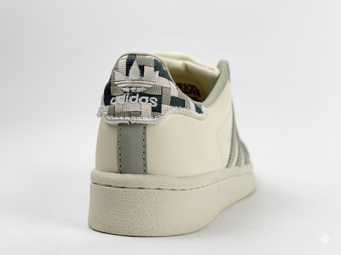 Adidas Superstar "Woven Detail" – Off-White & Sage Green