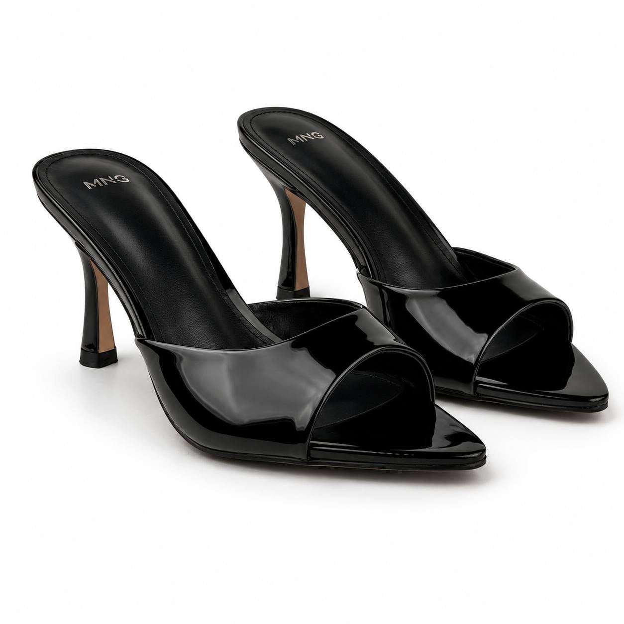 MNG Glossy Heeled Mules 1