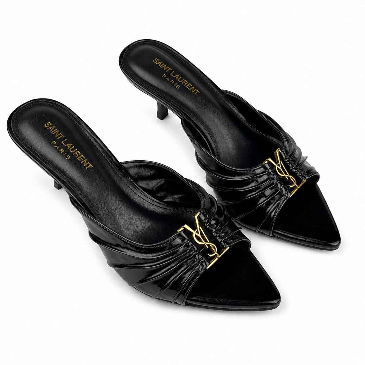 Saint Laurent YSL-Style Patent Mule Heels 5
