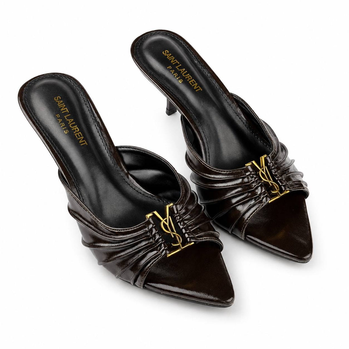Saint Laurent YSL-Style Patent Mule Heels 4