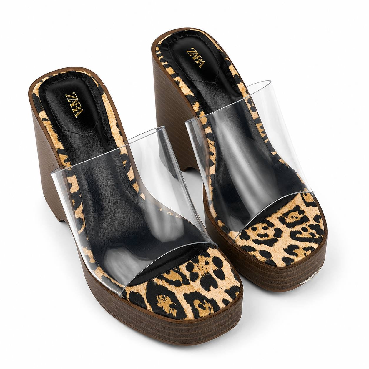 Zara Leopard Print Wedge Mules 49