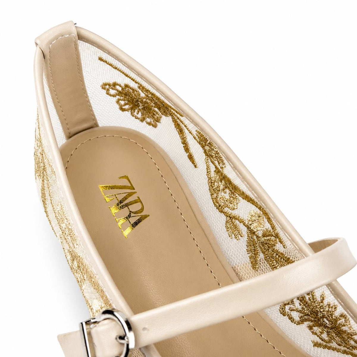 Zara Floral Lace Mary Jane Ballet Flatsً46 47 48