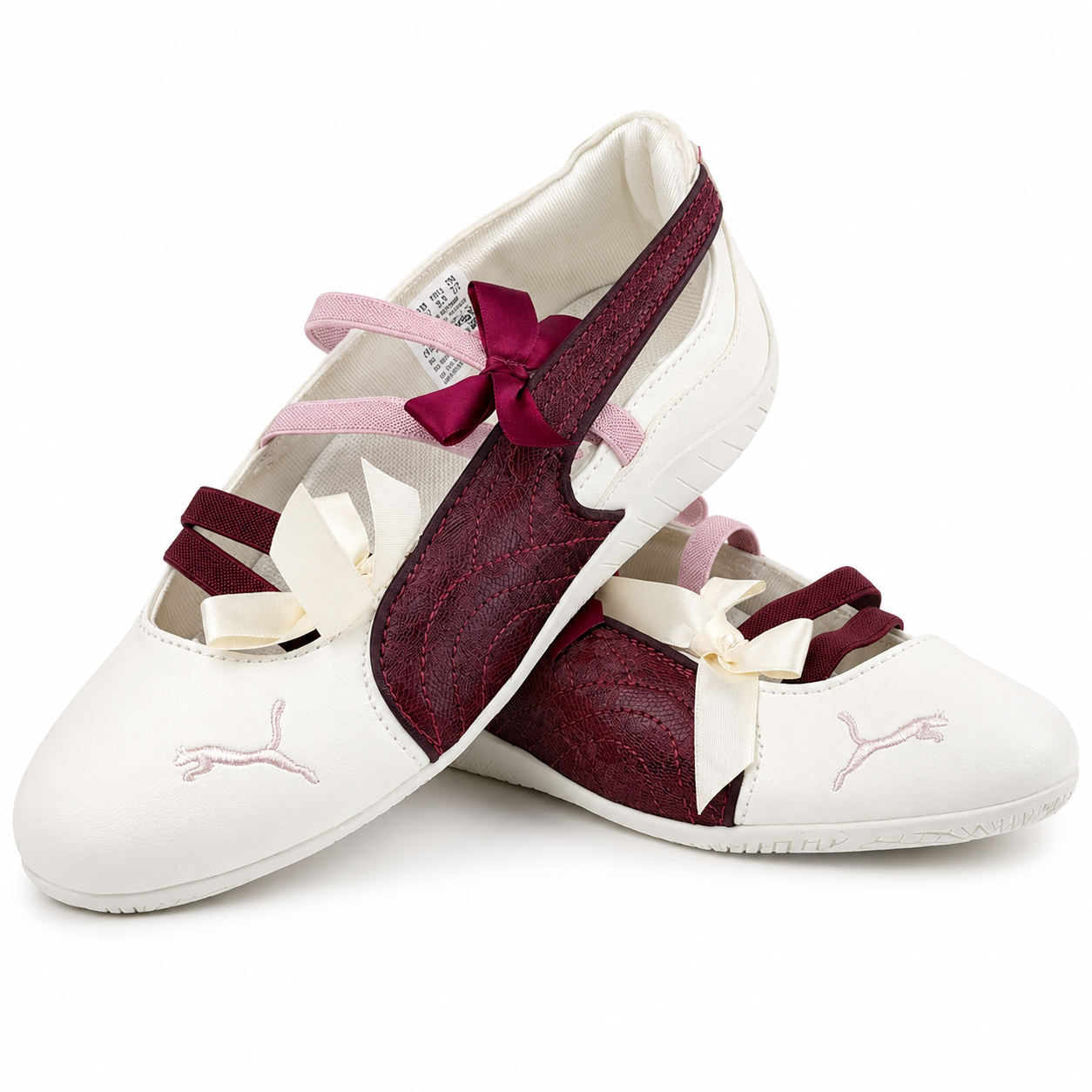 Puma Ballet Bow Flats - Burgundy & Cream