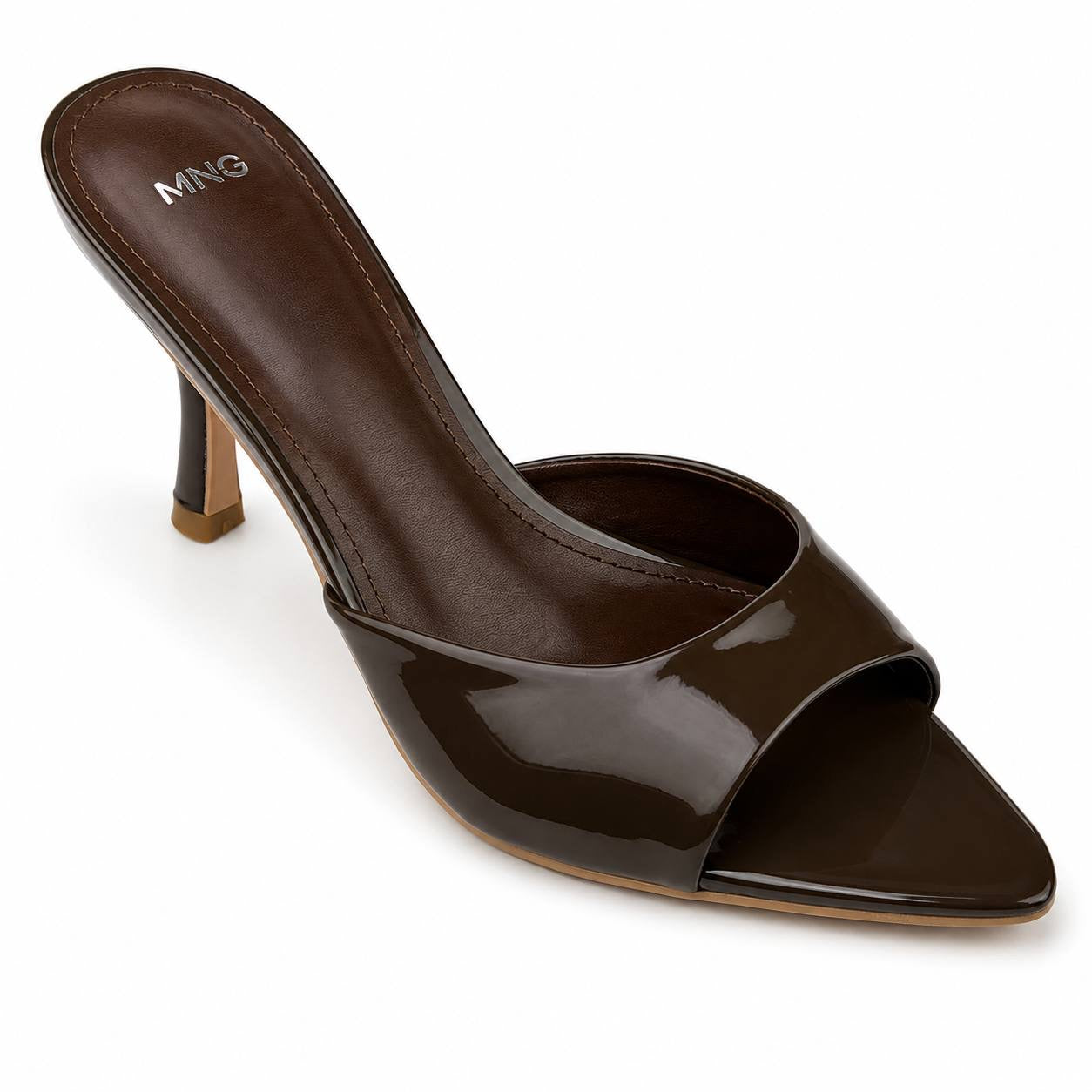 MNG Glossy Heeled Mules 1