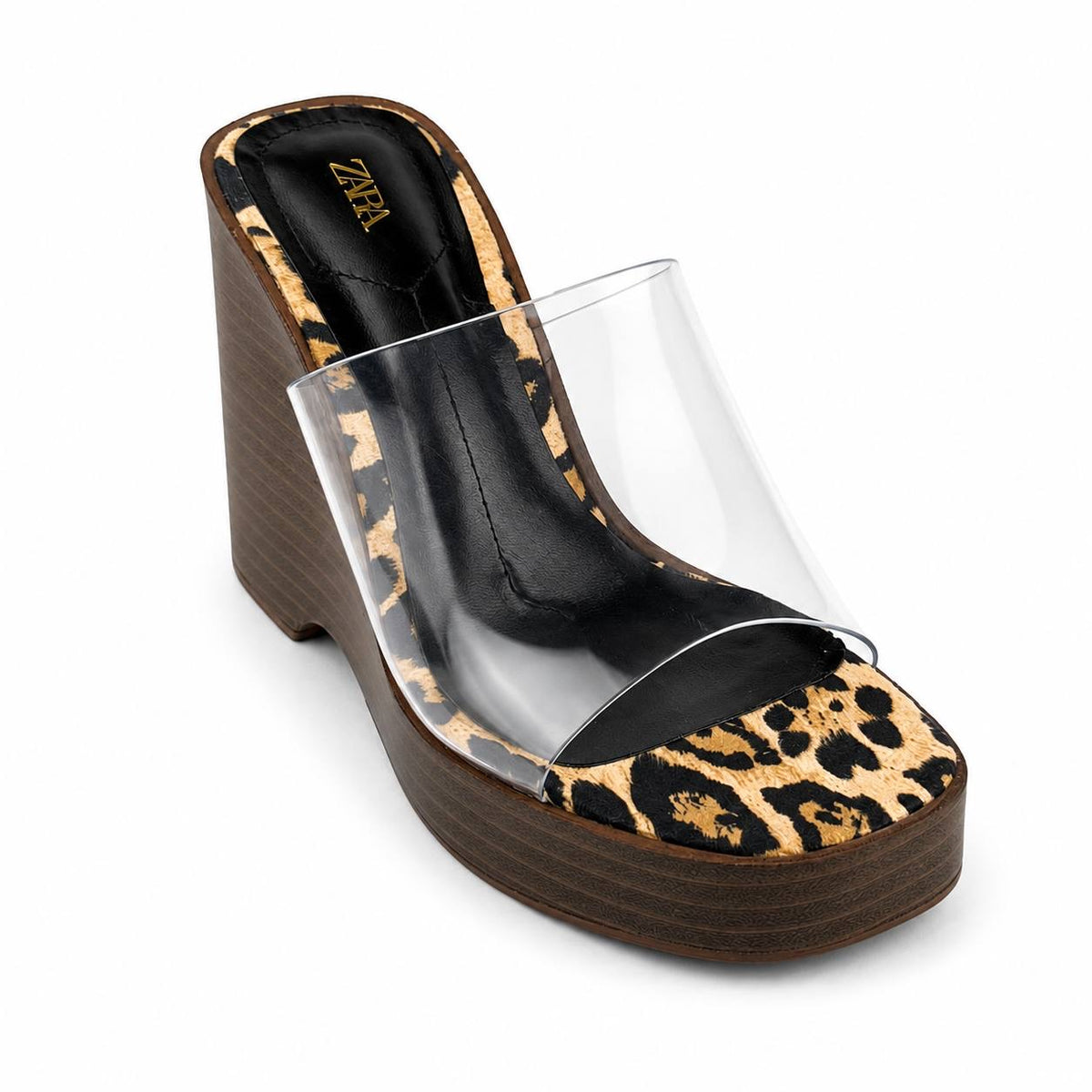 Zara Leopard Print Wedge Mules 49