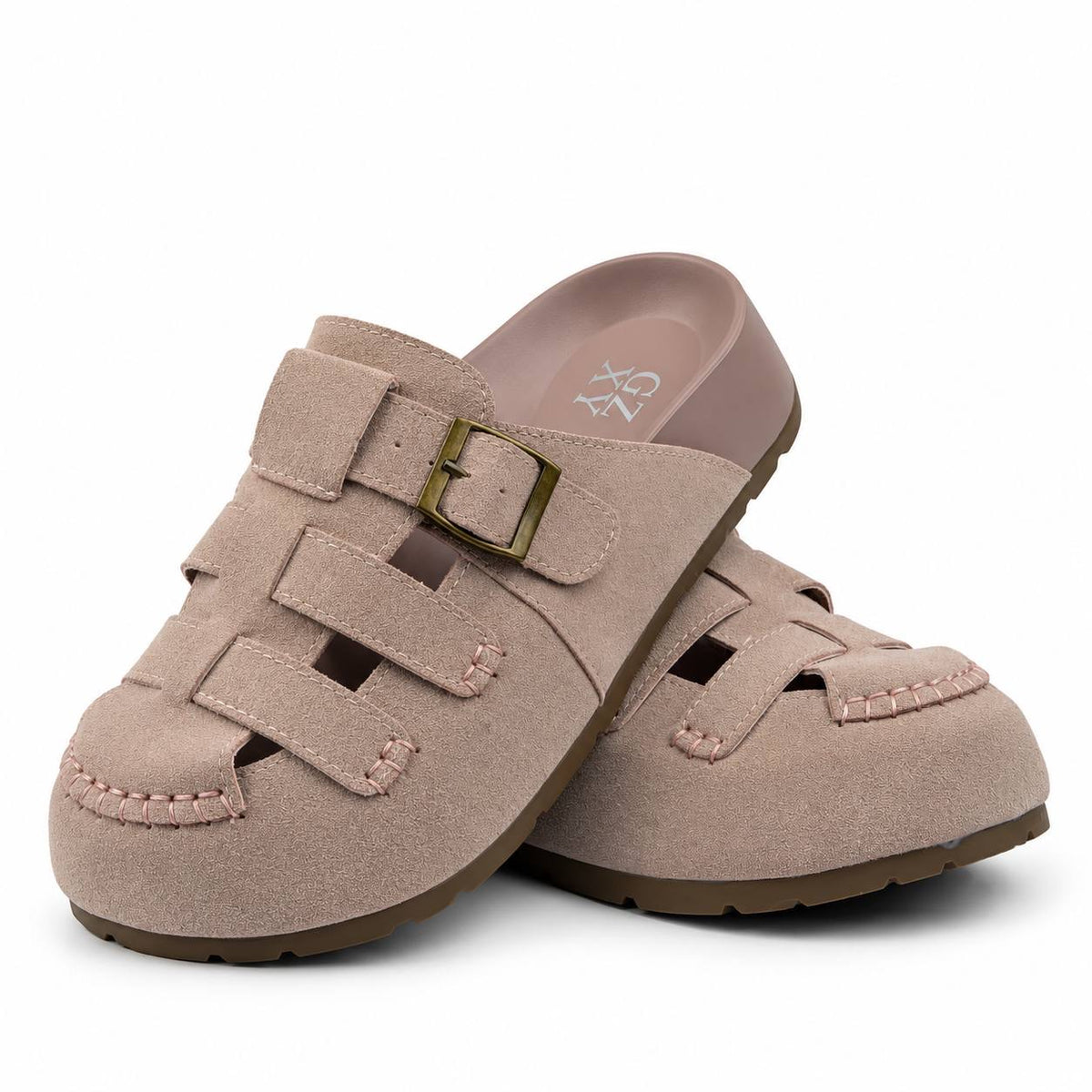 Suede Buckle Clog Sandal gz 527