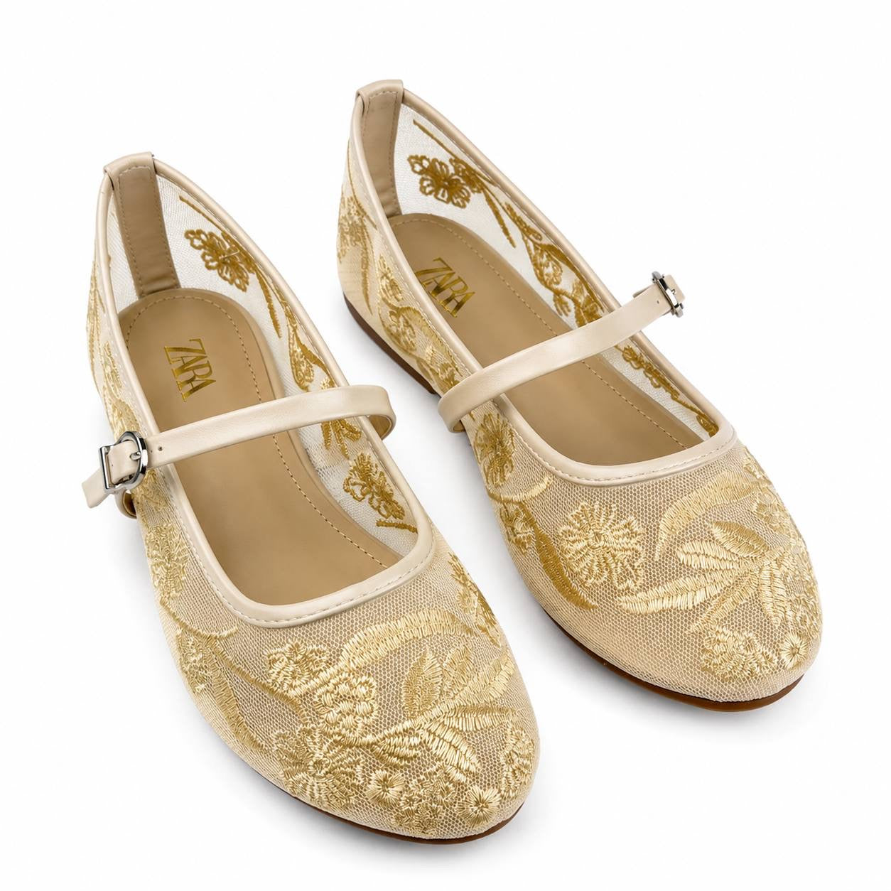 Zara Floral Lace Mary Jane Ballet Flatsً46 47 48