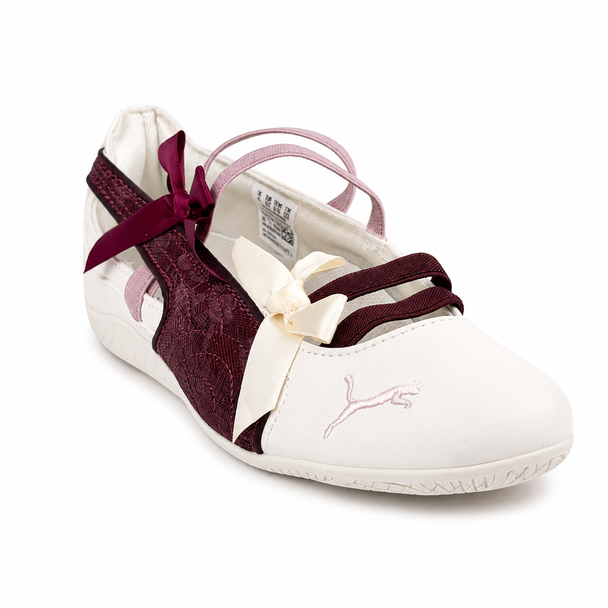 Puma Ballet Bow Flats - Burgundy & Cream