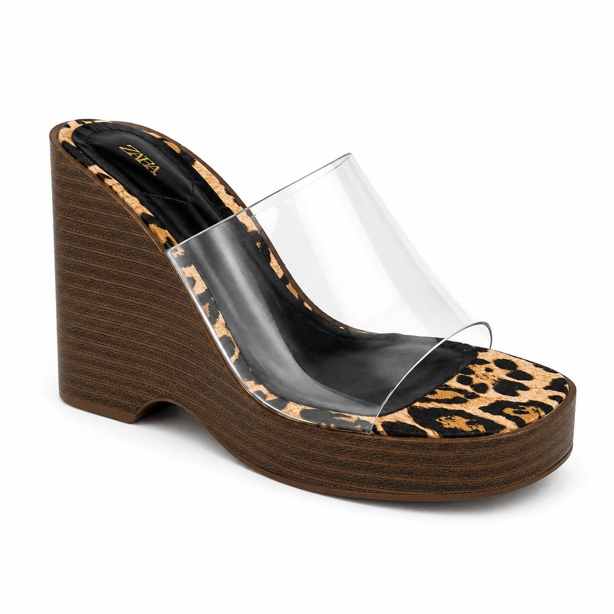 Zara Leopard Print Wedge Mules 49