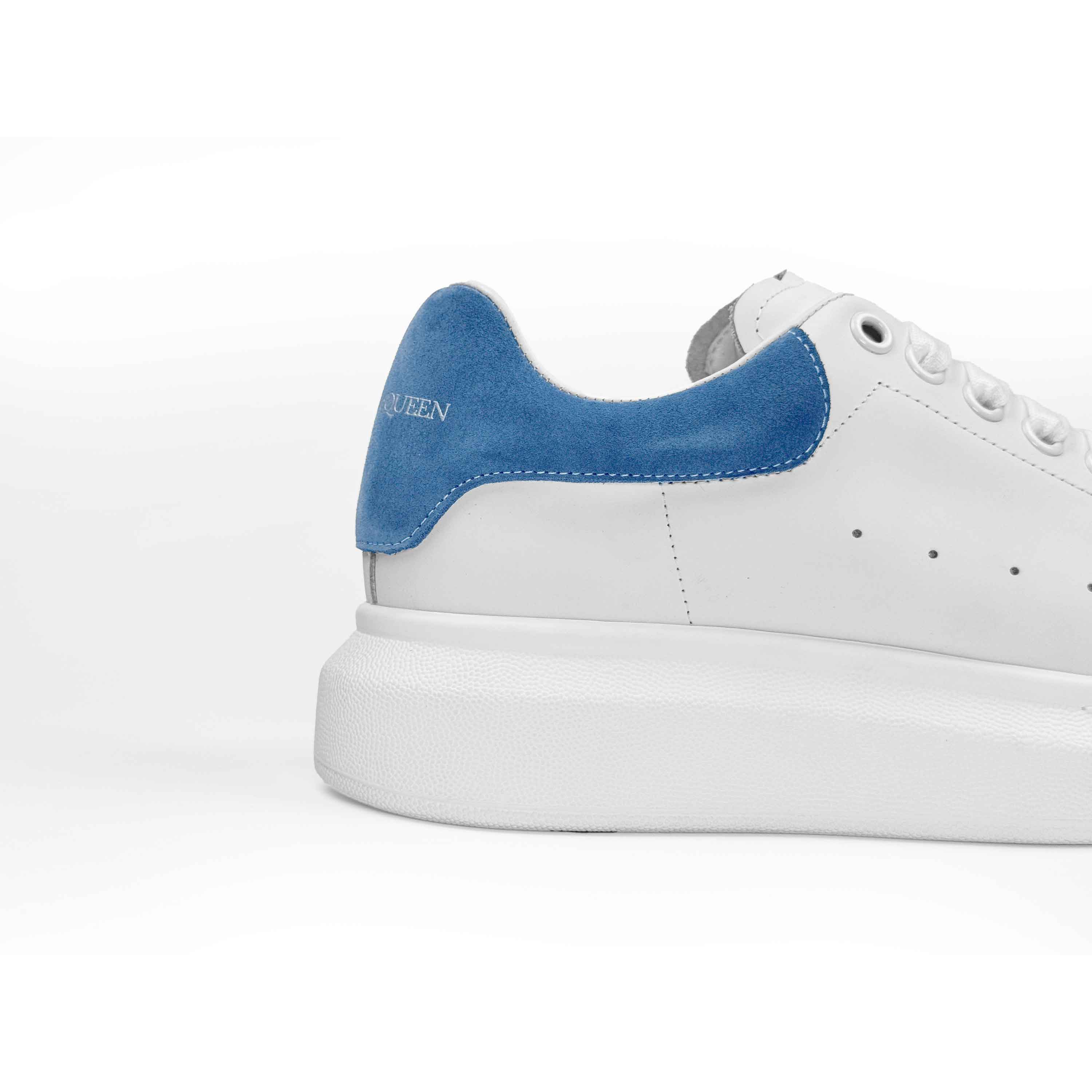 Alexander McQueen White Leather Blue Suede Oversized Sneakers