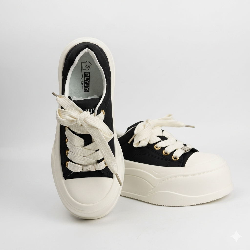 MonoLift Platform Black & Cream Sneaker