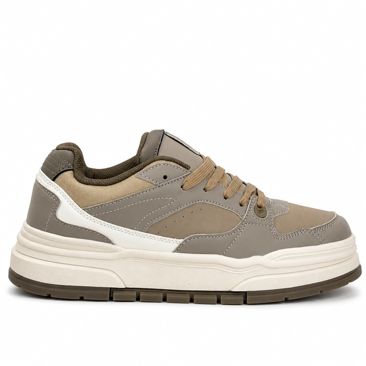 Bershka Contrast Panel Chunky Sneakers – Beige & White