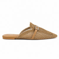 Women’s Woven Pointed-Toe Mule Flats – Camel  37