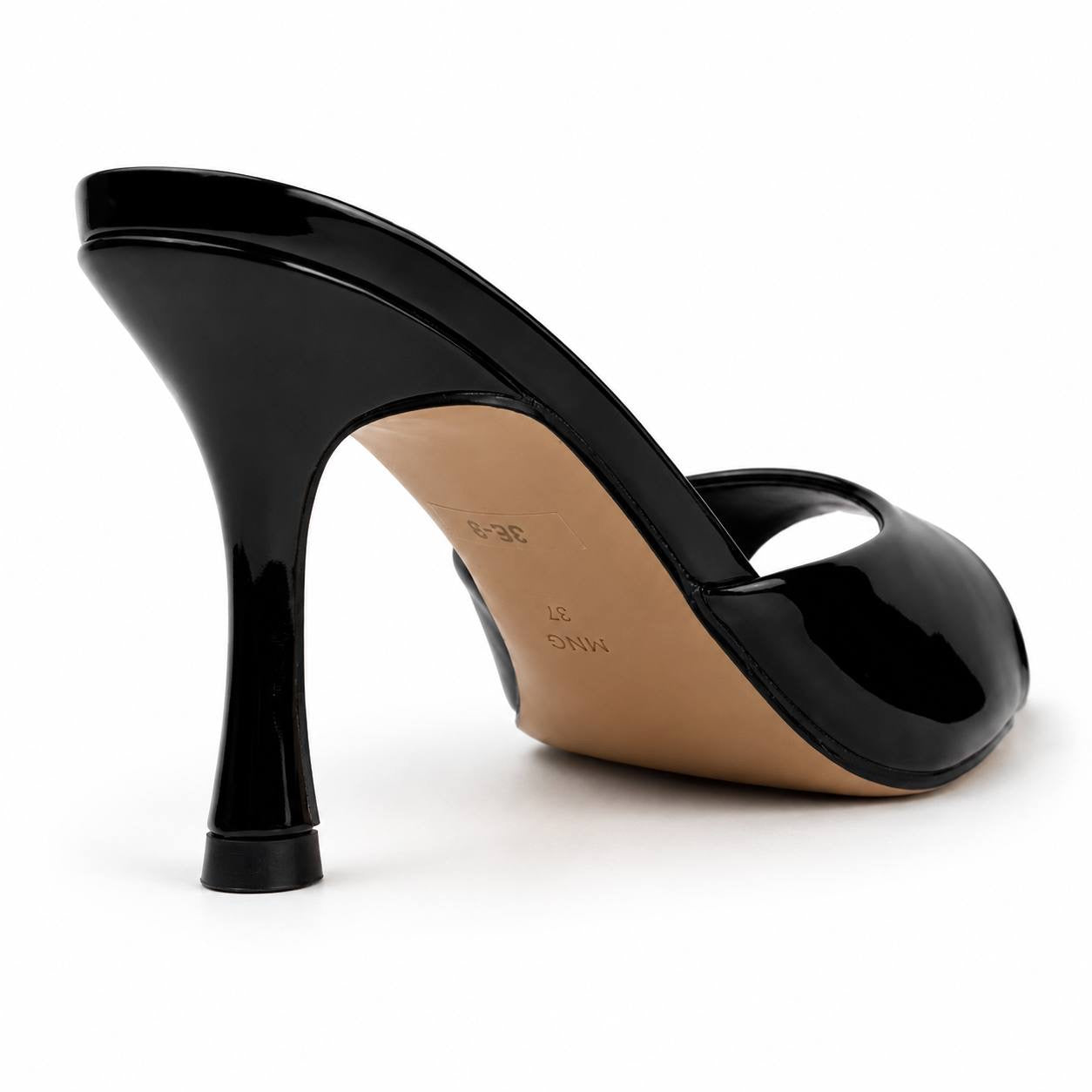 MNG Glossy Heeled Mules 1