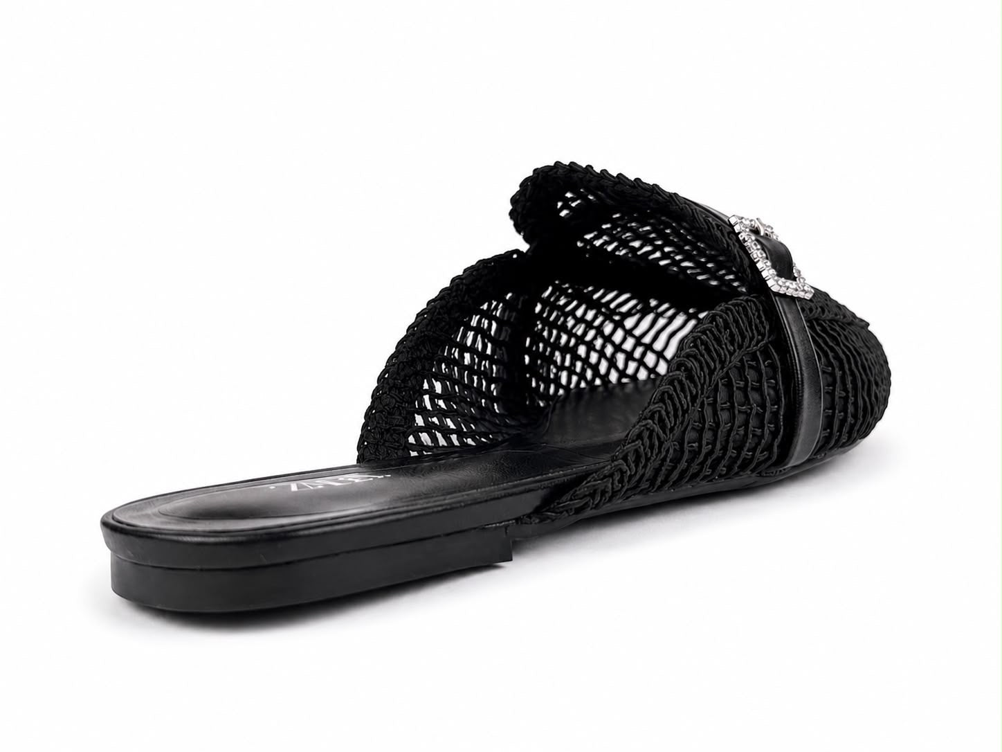 Women’s Woven Pointed-Toe Mule Flats – Black 38