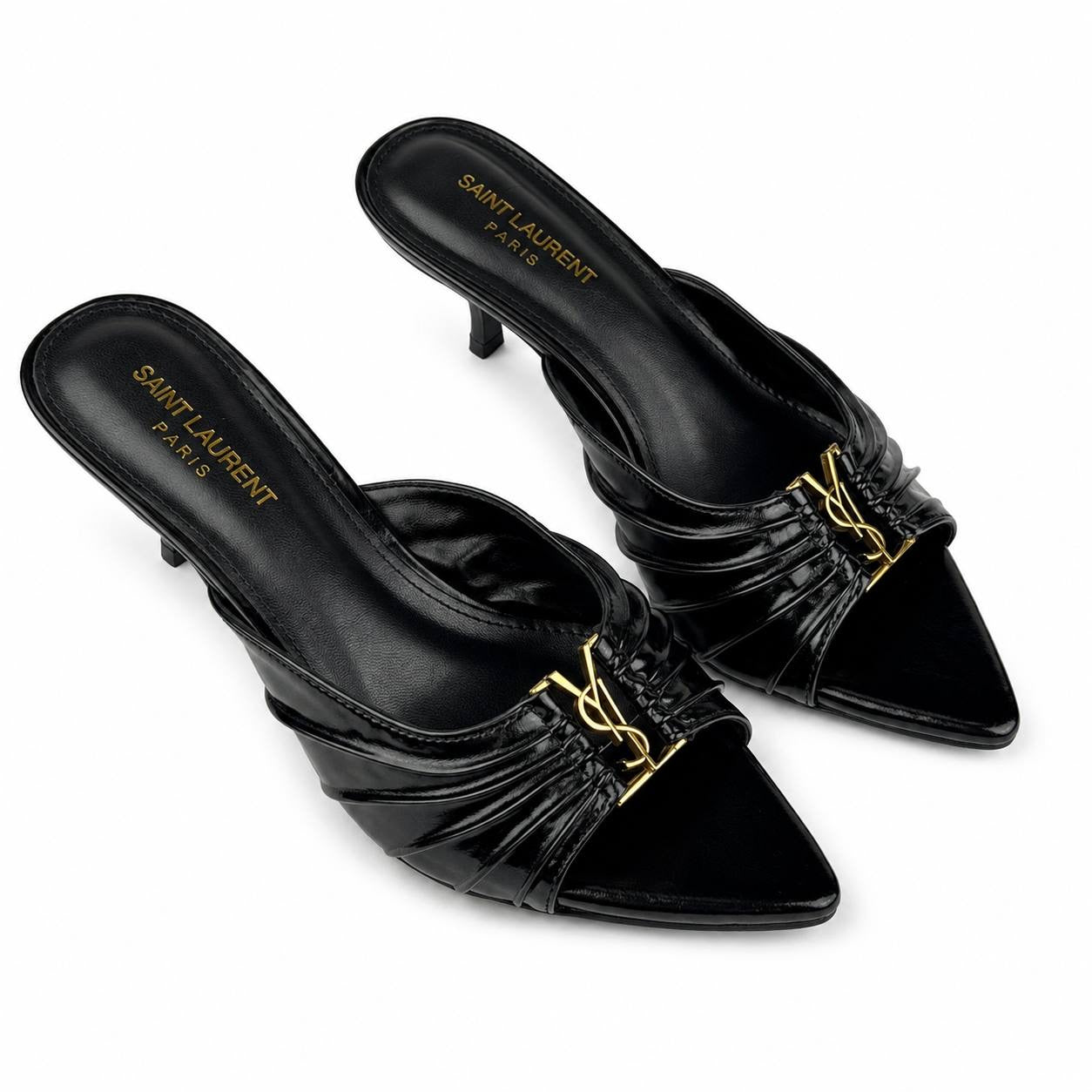 Saint Laurent YSL-Style Patent Mule Heels 5