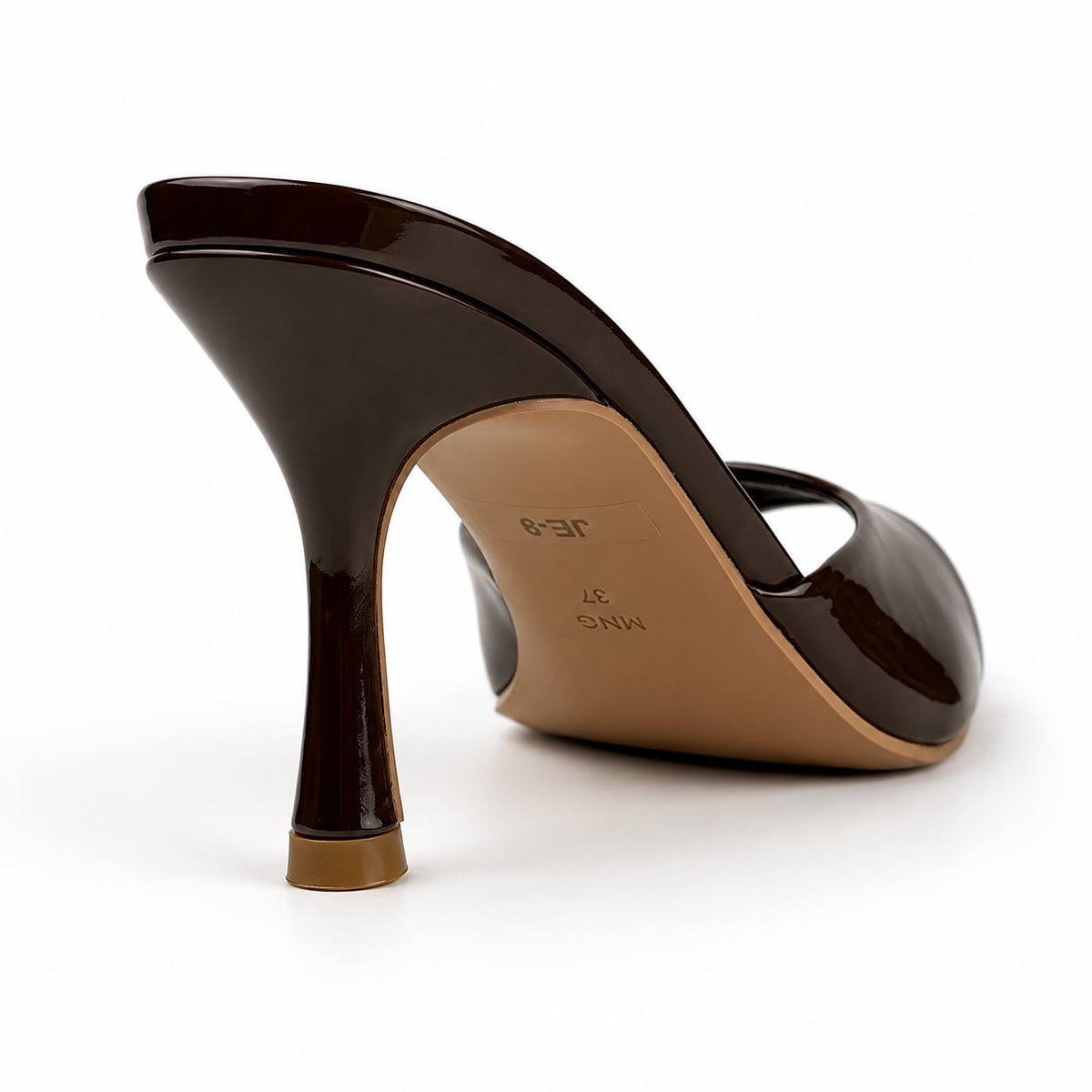 MNG Glossy Heeled Mules 1