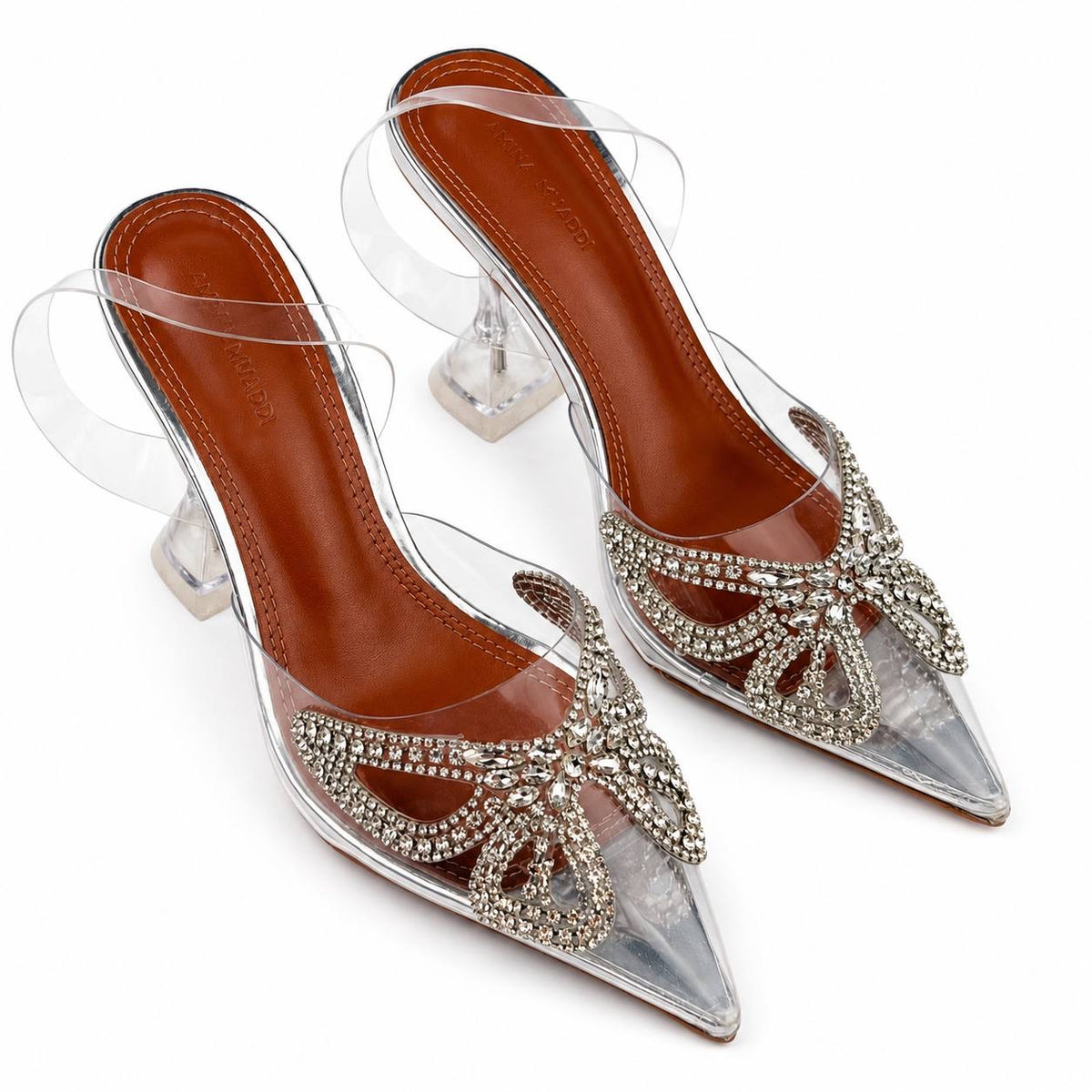 Amina Muaddi Crystal Bow Heels53