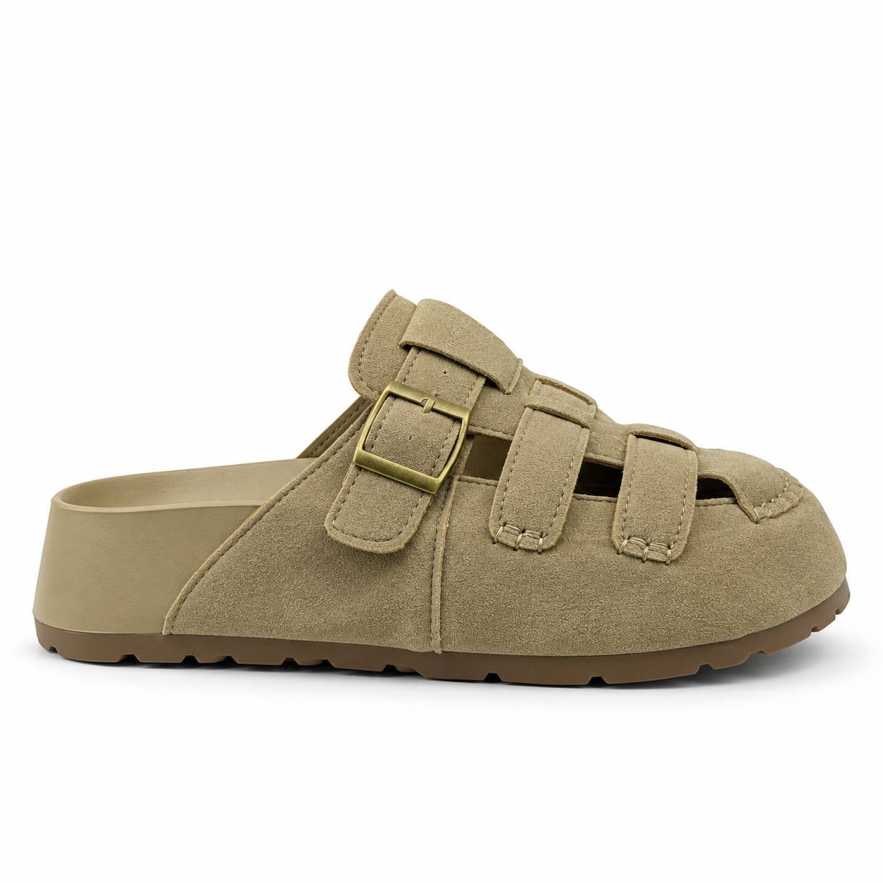 Suede Buckle Clog Sandal | GZ527