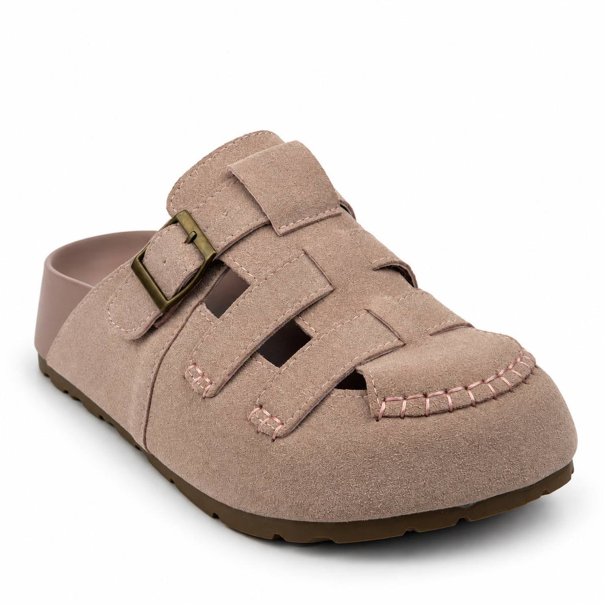Suede Buckle Clog Sandal gz 527