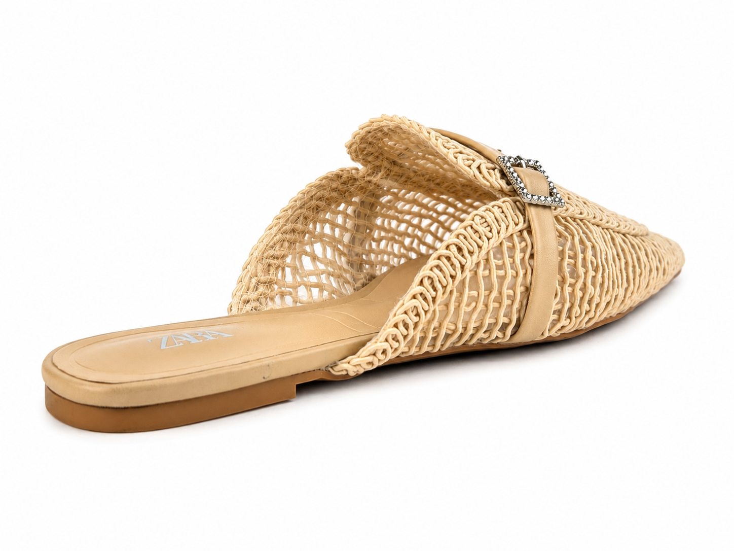 Women’s Woven Pointed-Toe Mule Flats – Beige 39