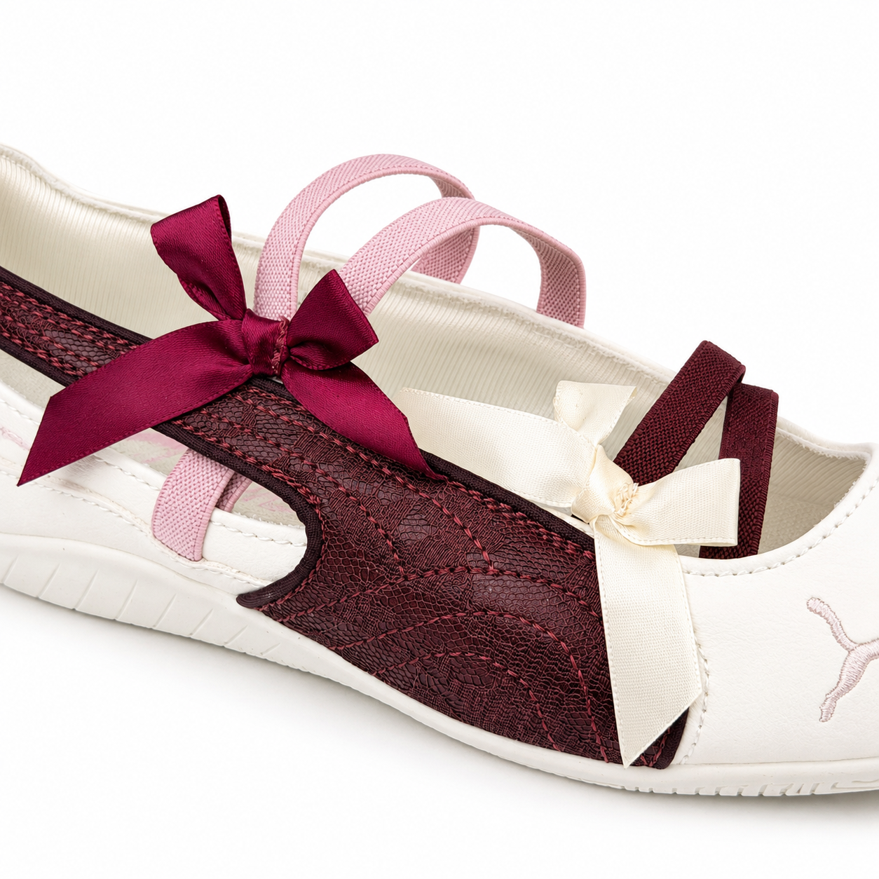 Puma Ballet Bow Flats - Burgundy & Cream