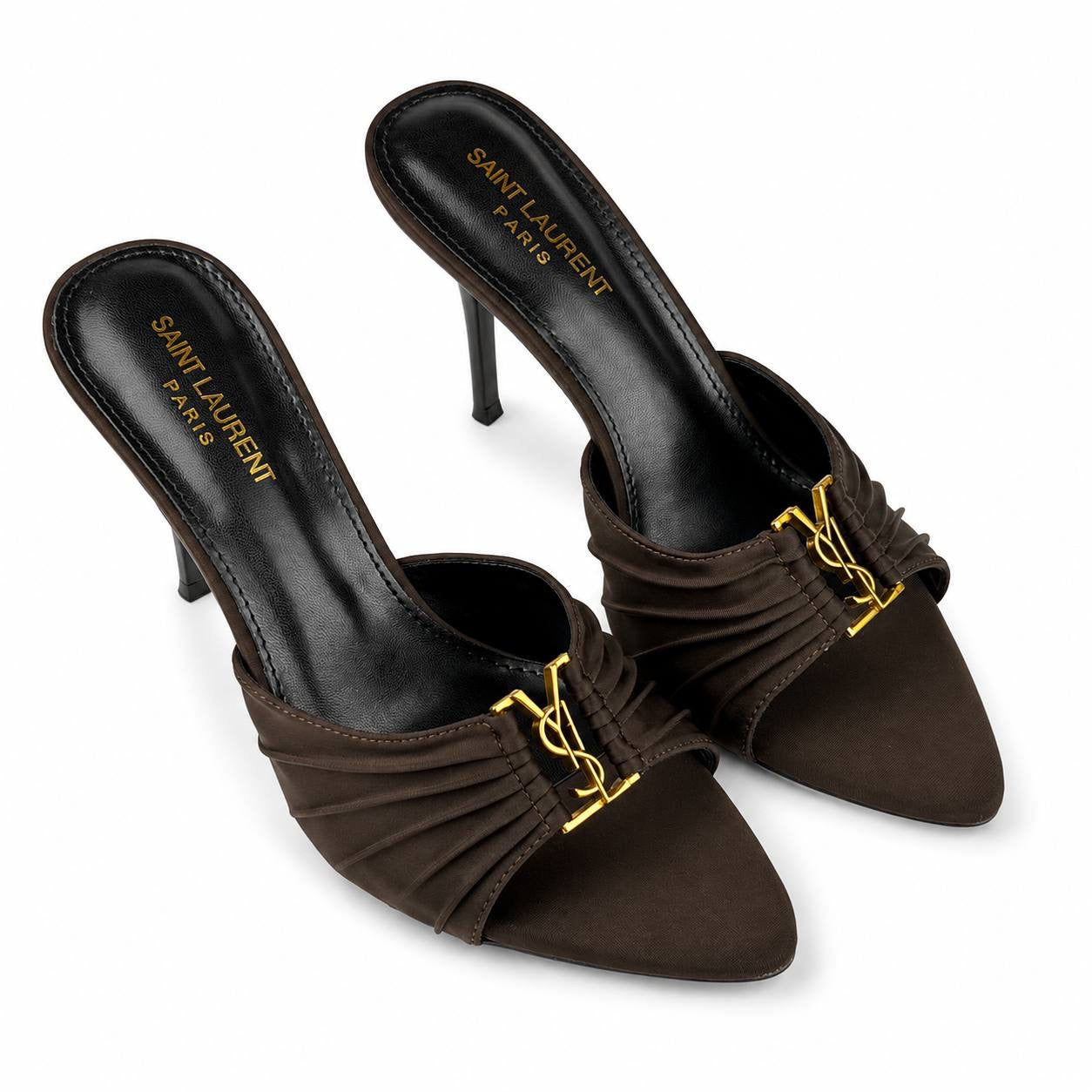 Saint Laurent YSL-Style Draped Mule Heels 7