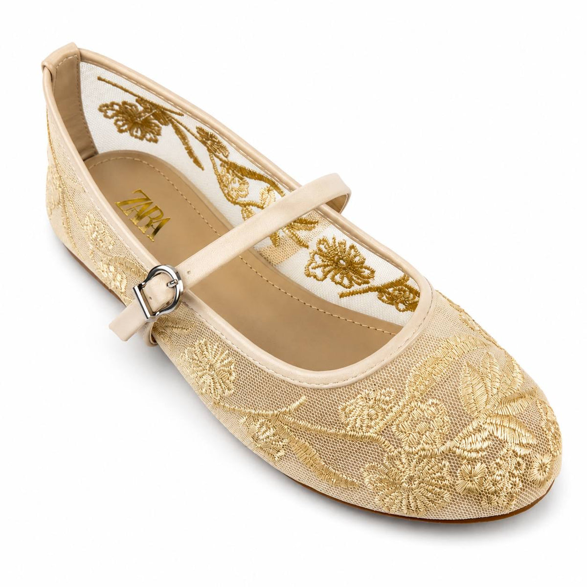 Zara Floral Lace Mary Jane Ballet Flatsً46 47 48