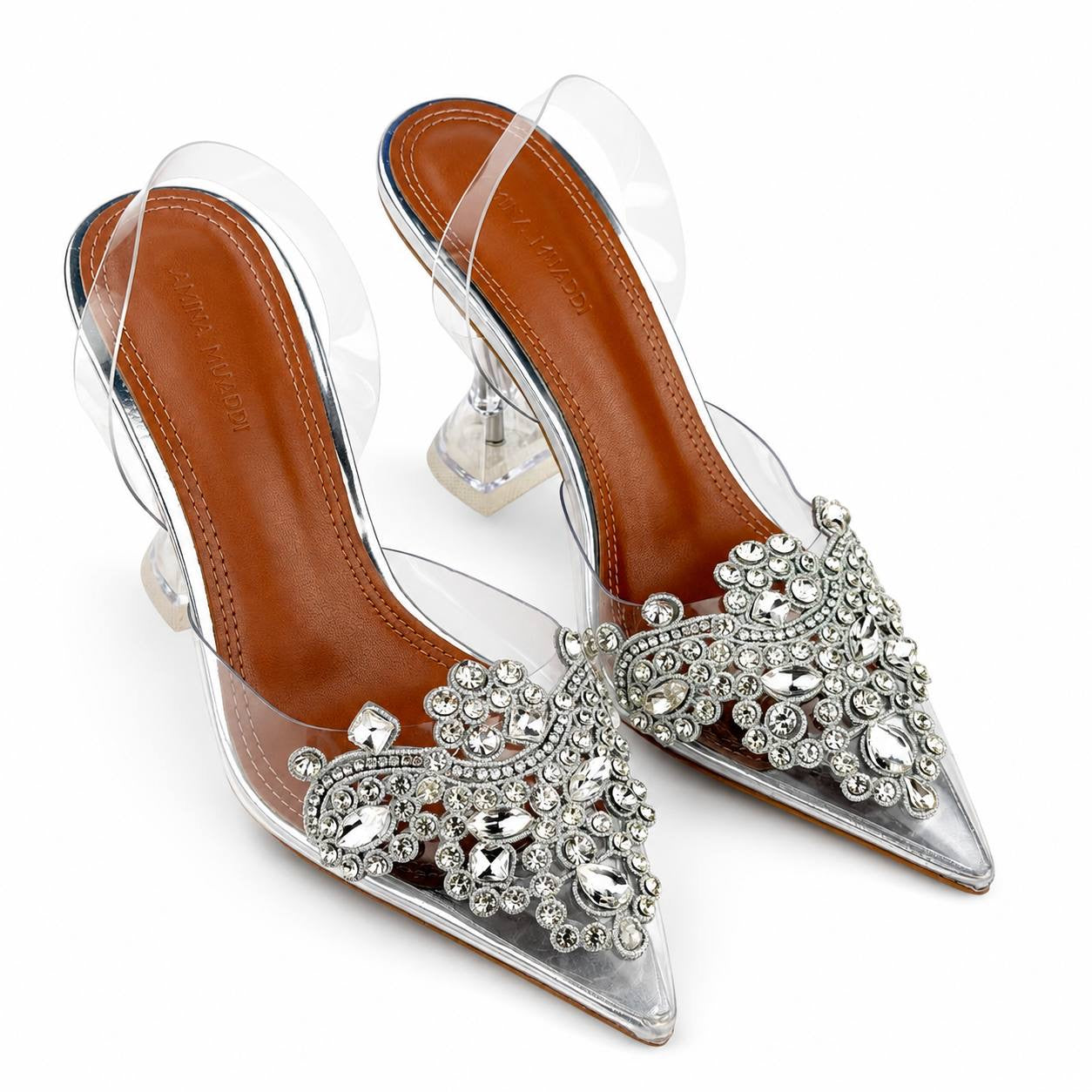 Amina Muaddi Crystal Bow Heels 54
